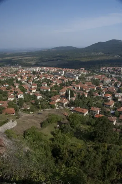 Framed Print : Bulgaria, Belogradshick. Overview of the red roofed town of Belogradshick located Framed Print : Bulgaria, Belogradshick. Overview of the red roofed town of Belogradshick located