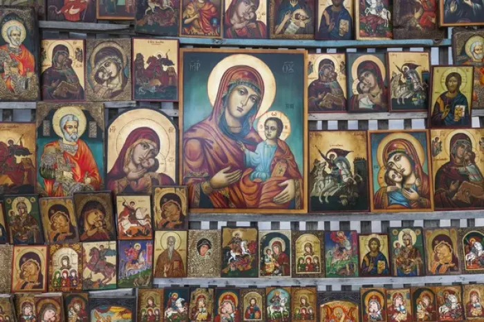 Framed Print : Bulgaria, Sofia, souvenir icons for sale