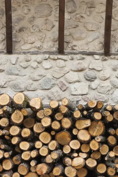 Framed Print : Bulgaria, Southern Mountains, Melnik, Ottoman-era town, wood pile, detail