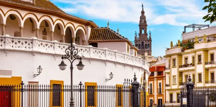Framed Print : Bull Fight Ring Stadium Cityscape Giralda Spire Bell Tower, Seville Cathedral Andalusia Framed Print : Bull Fight Ring Stadium Cityscape Giralda Spire Bell Tower, Seville Cathedral Andalusia