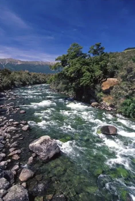 Framed Print : Buller River near St Arnaud, Nelson Lakes National Park
