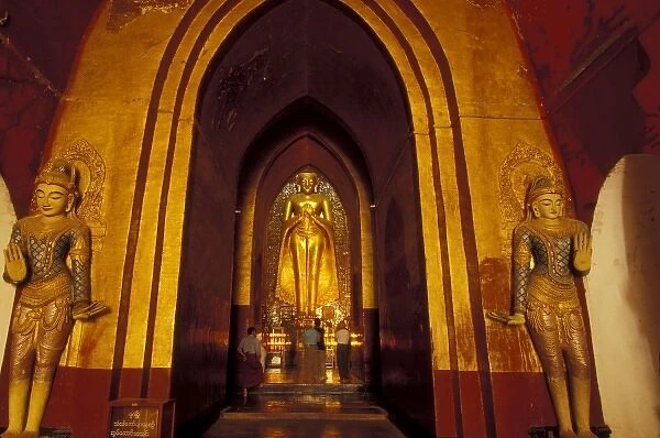 Burma (Myanmar), Pagan (Bagan) Ananda temple in Bagan, Myanmar. Standing Buddha Kassapa