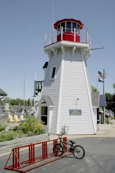 Framed Print : Business in simulated lighthouse in South Haven Michigan Framed Print : Business in simulated lighthouse in South Haven Michigan