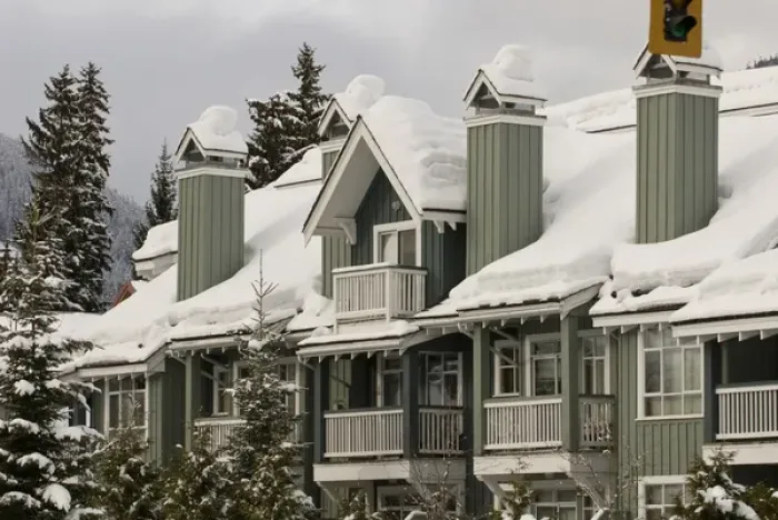 Framed Print : CA, BC, Whistler / Blackcomb resort. Lodging in Whistler Village laden with fresh snow Framed Print : CA, BC, Whistler / Blackcomb resort. Lodging in Whistler Village laden with fresh snow