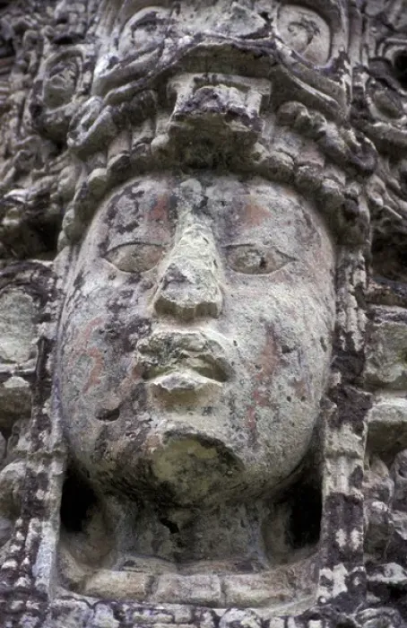 Framed Print : CA, Honduras Face carving at Copan Ruinas Framed Print : CA, Honduras Face carving at Copan Ruinas