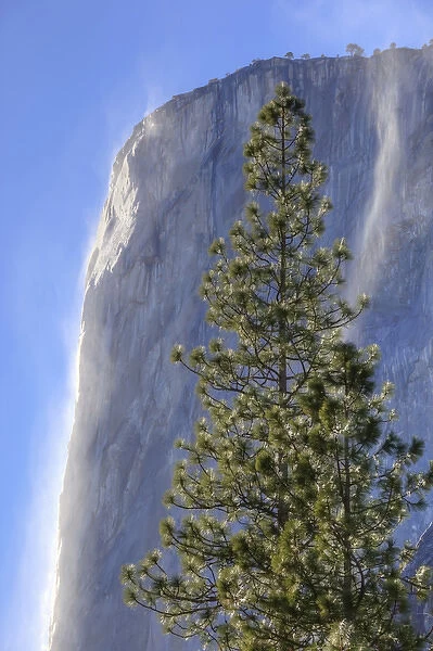 CA, Yosemite NP, El Capitan and waterfall