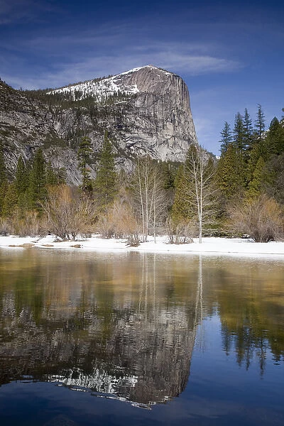 CA, Yosemite NP, Mt. Watkins reflected in Mirror Lake