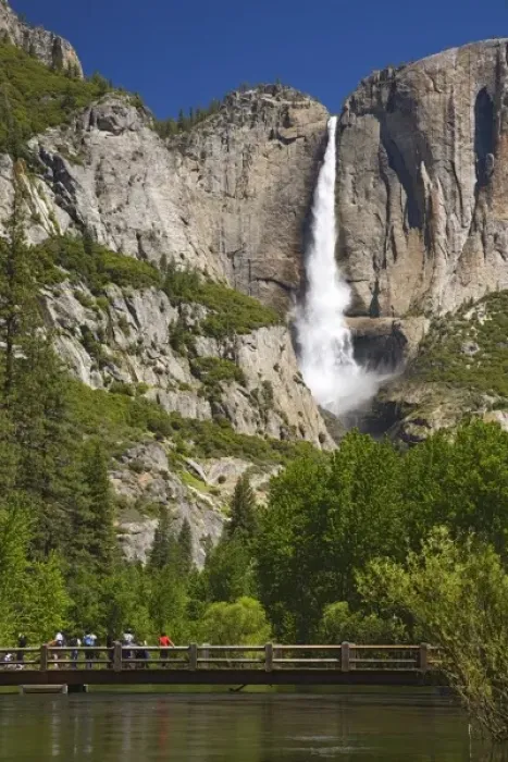 Framed Print : CA, Yosemite NP, Upper Yosemite Falls and Merced River Framed Print : CA, Yosemite NP, Upper Yosemite Falls and Merced River