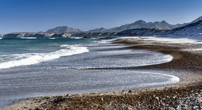 Framed Print : Cabo Pulmo, Mexico, Deserted beach with mountain background Framed Print : Cabo Pulmo, Mexico, Deserted beach with mountain background
