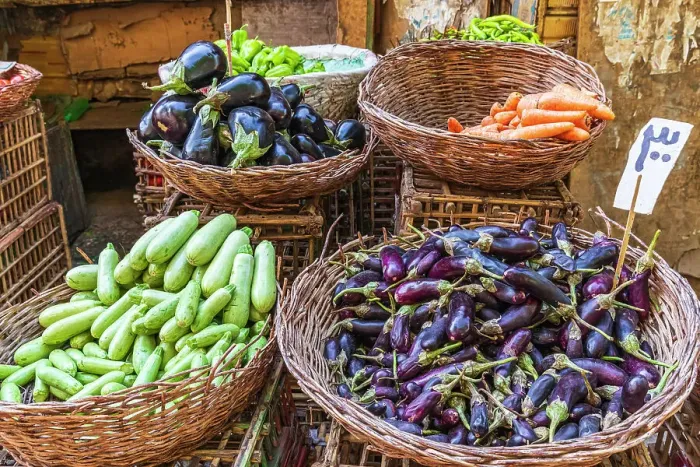Framed Print : Cairo, Egypt, Africa. Eggplants, squash, and carrots at an outdoor market Framed Print : Cairo, Egypt, Africa. Eggplants, squash, and carrots at an outdoor market