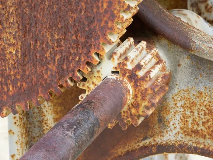 Framed Print : California, death Valley National Park. Borax Museum, Meshing gears detail close-up