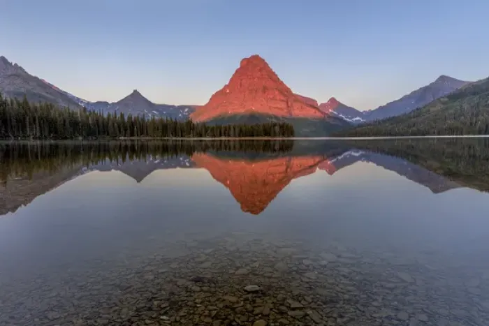Framed Print : Calm reflection in Two Medicine Lake in Glacier National Park, Montana, USA Framed Print : Calm reflection in Two Medicine Lake in Glacier National Park, Montana, USA