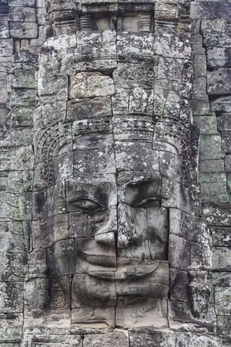 Framed Print : Cambodia, Angkor, Angkor Thom. Bayon Temple, face of Avalokiteshvara