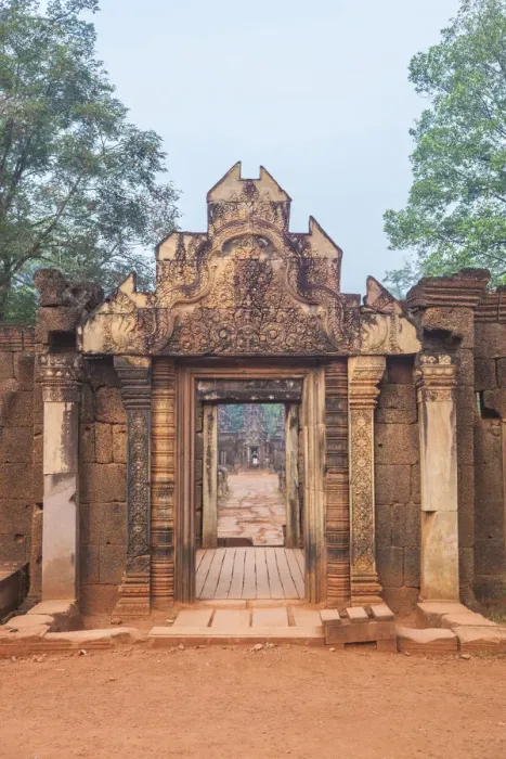 Framed Print : Cambodia, Angkor. Banteay Srei Temples eastern entrance Framed Print : Cambodia, Angkor. Banteay Srei Temples eastern entrance