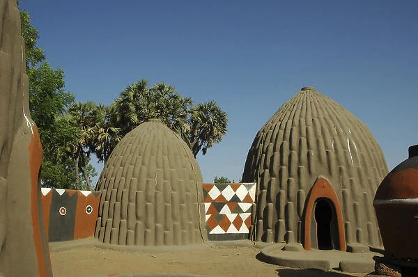 CAMEROON, Pouss. Traditional obus shaped houses in northern cameroon, in the village