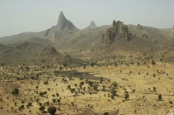 Framed Print : CAMEROON, Rhumsiki. Rocks rising in the middle of an arid landscape Framed Print : CAMEROON, Rhumsiki. Rocks rising in the middle of an arid landscape