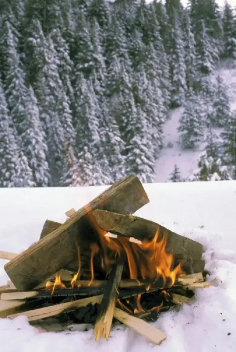 Framed Print : Campfire in snow Framed Print : Campfire in snow