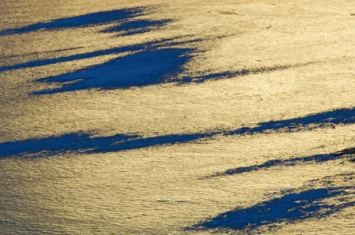 Framed Print : Canada, Alberta, Banff National Park. Ice pattern on Vermillion Lake at sunset. Credit as