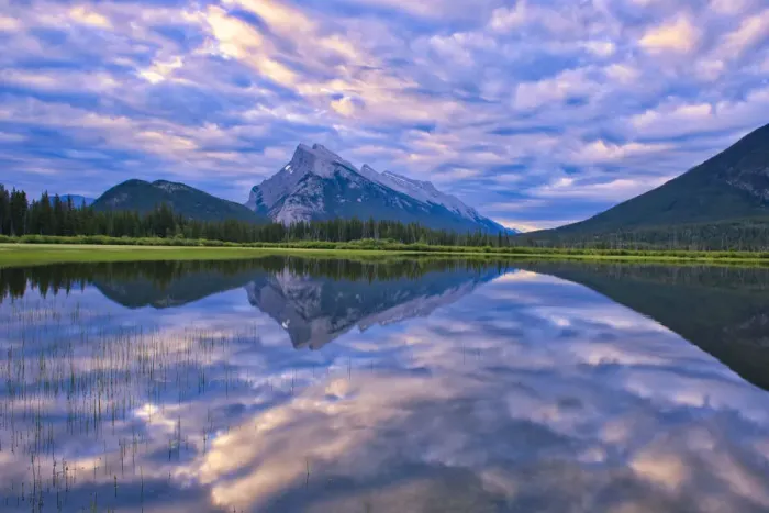 Framed Print : Canada, Alberta, Banff National Park. Reflections in lake at sunrise