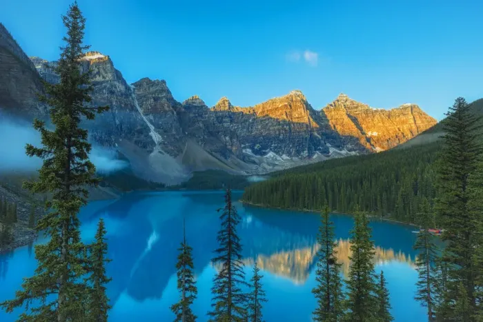 Framed Print : Canada, Alberta, Banff National Park. Moraine Lake and Valley of the Ten Peaks at sunrise