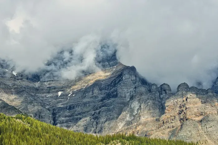 Framed Print : Canada, Alberta, Banff National Park. Sunrise landscape with Mt. Temple