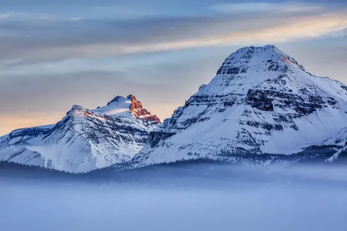 Framed Print : Canada, Alberta, Banff National Park, Mount Hector, Bow Peak, and fog over Bow Lake Framed Print : Canada, Alberta, Banff National Park, Mount Hector, Bow Peak, and fog over Bow Lake