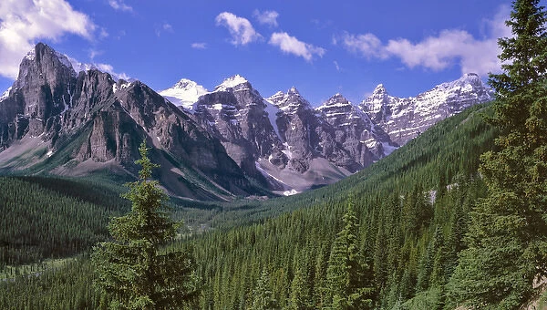 Canada, Alberta, Banff NP. The Valley of the Ten Peaks offers a panorama of majestic