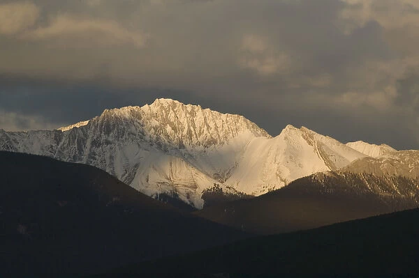 Canada, Alberta, Jasper National Park: JASPER- Snow Covered Colin Range  /  Sunset