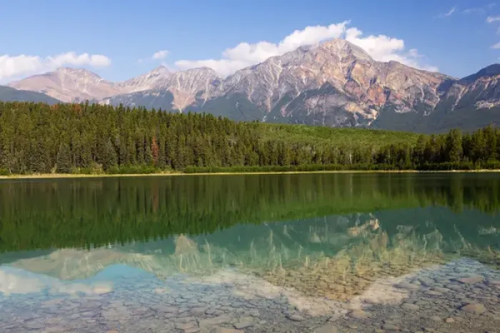 Framed Print : Canada, Alberta, Jasper National Park, Pyramid Mountain and Patricia Lake
