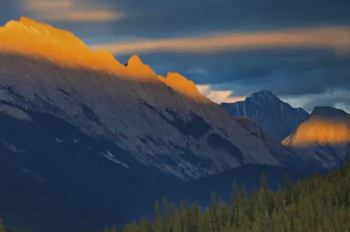 Framed Print : Canada, Alberta, Jasper National Park. Sunset on the summit of the Colin Range. Credit as Framed Print : Canada, Alberta, Jasper National Park. Sunset on the summit of the Colin Range. Credit as