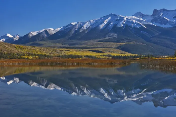 Framed Print : Canada, Alberta, Jasper National Park. Mountains reflected in Talbot Lake Framed Print : Canada, Alberta, Jasper National Park. Mountains reflected in Talbot Lake
