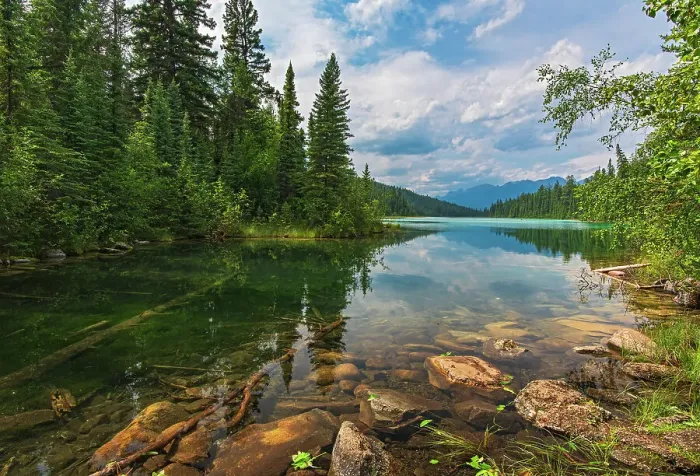 Framed Print : Canada, Alberta, Jasper National Park. Mountain landscape with lake and forest Framed Print : Canada, Alberta, Jasper National Park. Mountain landscape with lake and forest
