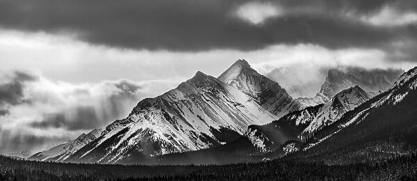 Canada, Alberta, Kananaskis Country, Panorama of Mount Burstall in Peter Lougheed