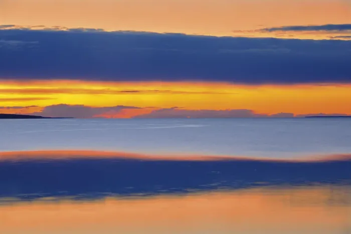 Framed Print : Canada, Alberta. Lesser Slave Lake abstract at sunset