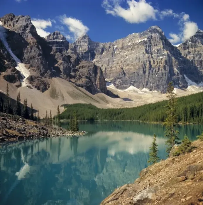 Framed Print : Canada, Alberta, Moraine Lake. Moraine Lake, in the Valley of the Ten Peaks, reflects Framed Print : Canada, Alberta, Moraine Lake. Moraine Lake, in the Valley of the Ten Peaks, reflects