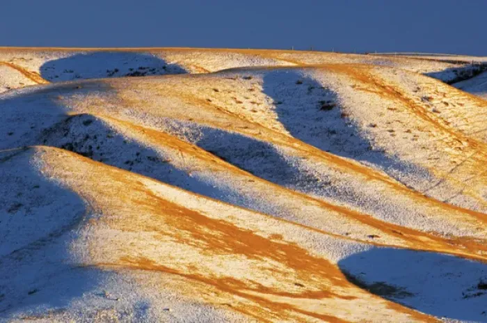 Framed Print : Canada, Alberta, Oldman Valley. Snow-covered hills at sunset Framed Print : Canada, Alberta, Oldman Valley. Snow-covered hills at sunset