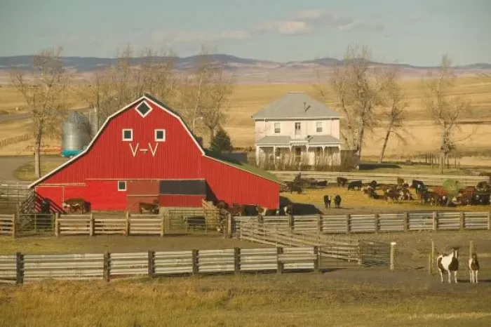 Framed Print : Canada, Alberta, Pincher Creek: Red Barn & Ranch Framed Print : Canada, Alberta, Pincher Creek: Red Barn & Ranch