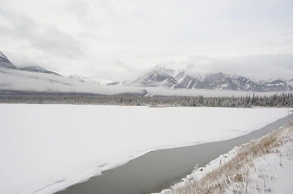 Canada, Alberta. VIA Rail Snow Train between Edmonton & Jasper. Winter views