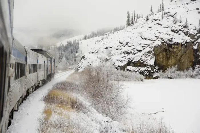 Framed Print : Canada, Alberta. VIA Rail Snow Train between Edmonton & Jasper