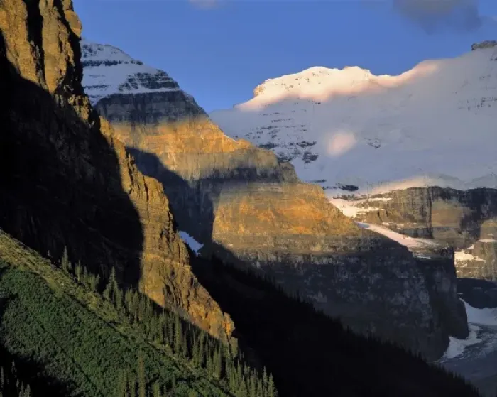 Framed Print : Canada, Alberta, Rocky Mountains. Victoria Glacier and the Canadian Rockies above