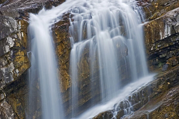 Canada, Alberta, Waterton Lakes National Park. Close-up of Cameron Falls. Credit as