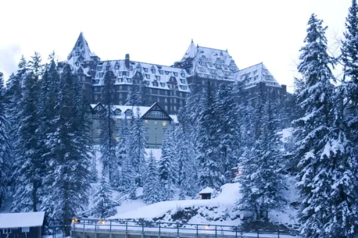 Framed Print : Canada, Banff, Banff Springs Hotel from Spray River Trail Framed Print : Canada, Banff, Banff Springs Hotel from Spray River Trail