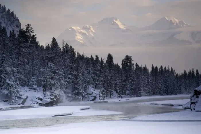 Framed Print : Canada, Banff, Bow River in winter