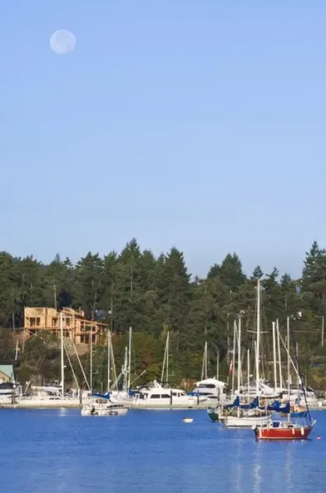 Framed Print : Canada, BC, Gulf Islands, Salt Spring Island, Full Moon Setting Over Ganges Harbor Framed Print : Canada, BC, Gulf Islands, Salt Spring Island, Full Moon Setting Over Ganges Harbor