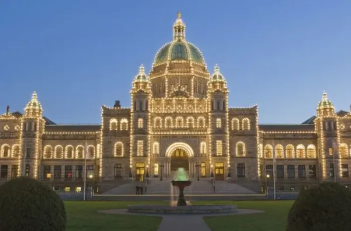 Framed Print : Canada, BC, Victoria, BC Legislature Building at Dusk