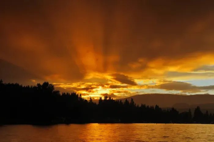 Framed Print : Canada, British Columbia, Blind Bay. God rays at sunset on Sushwap Lake. Credit as Framed Print : Canada, British Columbia, Blind Bay. God rays at sunset on Sushwap Lake. Credit as