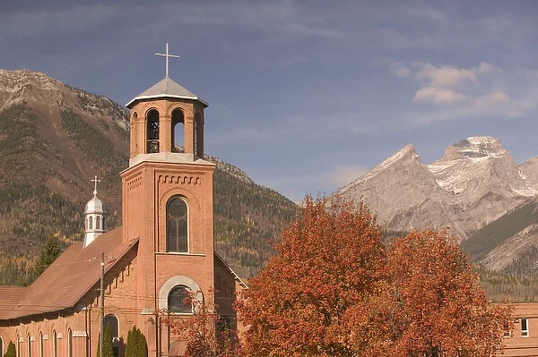 02. CANADA, British Columbia, Fernie. Holy Family Church and Mountains