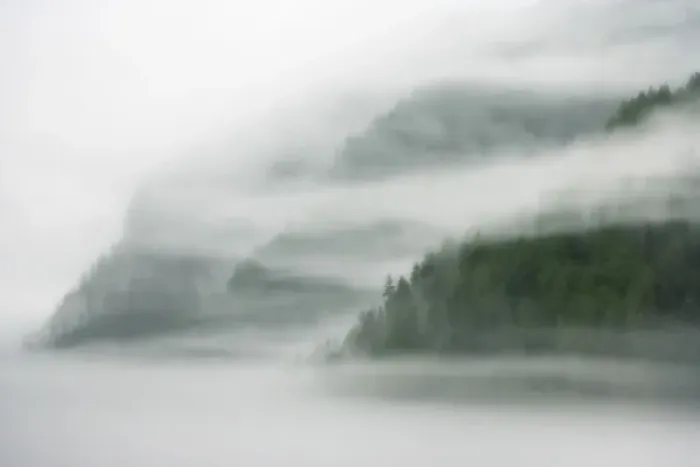 Framed Print : Canada, British Columbia, Fiordland Recreation Area. Mist and fog shroud water and forested island Framed Print : Canada, British Columbia, Fiordland Recreation Area. Mist and fog shroud water and forested island