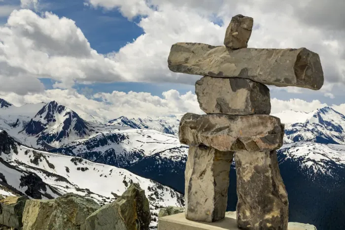 Framed Print : Canada, British Columbia Garibaldi Provincial Park. Stone figure close-up and mountains Framed Print : Canada, British Columbia Garibaldi Provincial Park. Stone figure close-up and mountains
