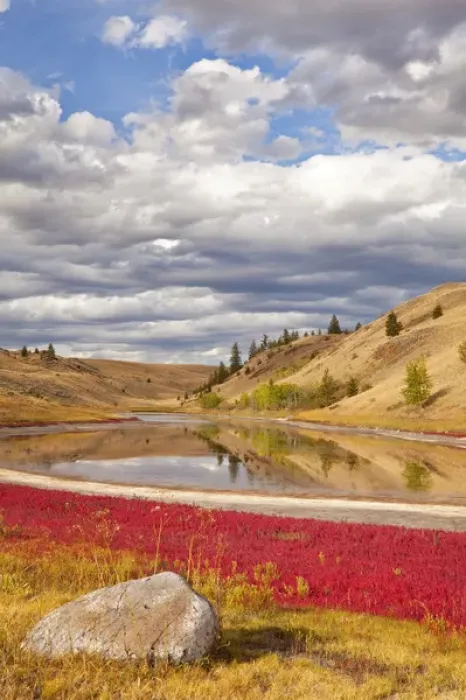 Framed Print : Canada, British Columbia, Kamloops, Lac Du Bois Grasslands Park. Landscape of small lake